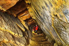 Bezejmenná průzkumná štola na Berounsku - zasucený vchod a uvnitř jezevec
