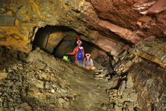 Bezejmenná průzkumná štola na Berounsku - zasucený vchod a uvnitř jezevec